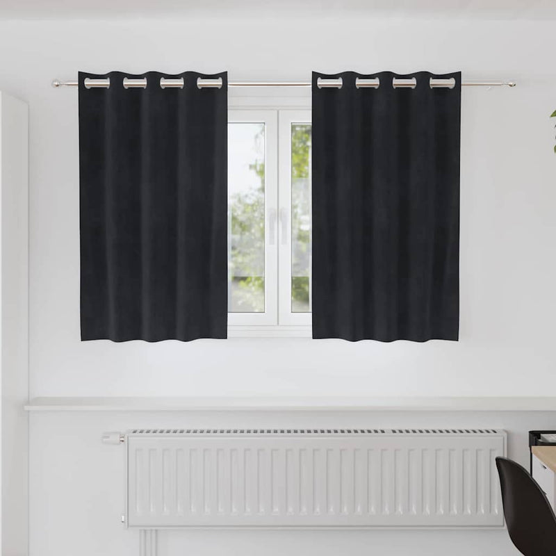 Perdele 2 buc. Negru 140 x 140 cm Catifea