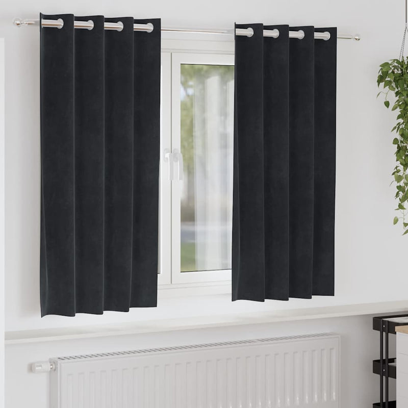 Perdele 2 buc. Negru 140 x 175 cm Catifea