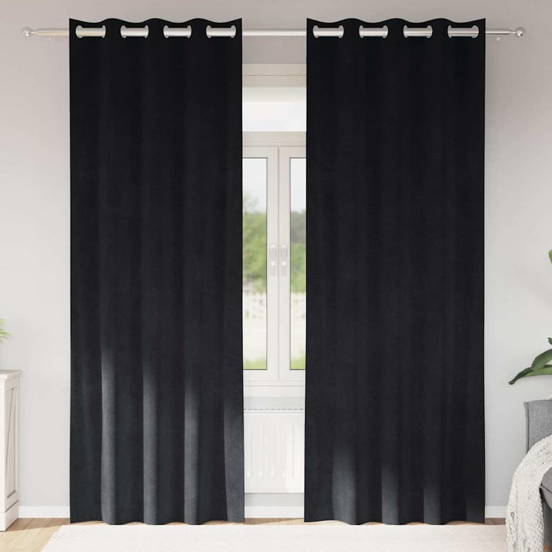 Perdele 2 buc. Negru 140 x 260 cm Catifea