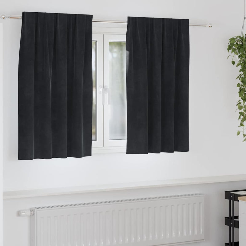 Perdele 2 buc. Negru 140 x 140 cm Catifea