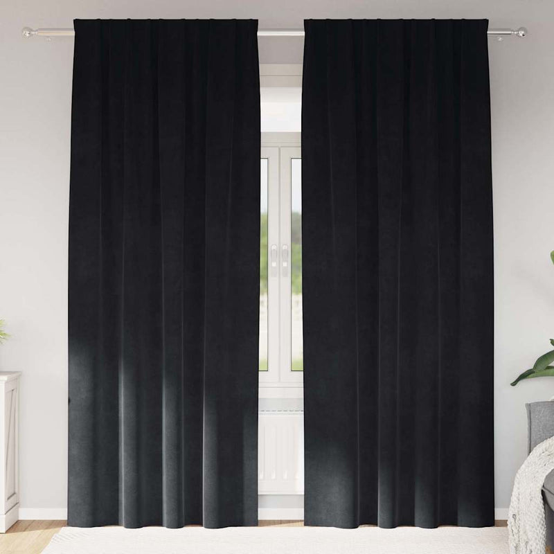 Perdele 2 buc. Negru 140 x 260 cm Catifea