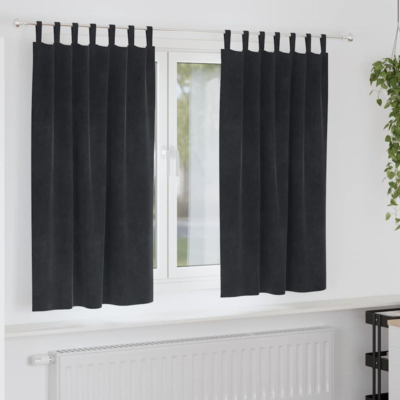 Perdele 2 buc. Negru 140 x 175 cm Catifea