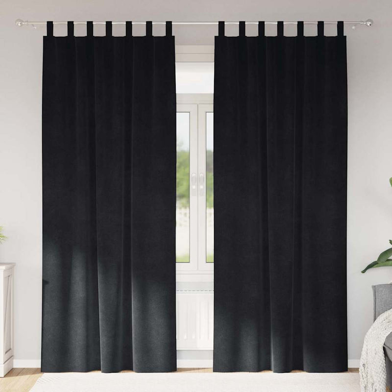 Perdele 2 buc. Negru 140 x 260 cm Catifea