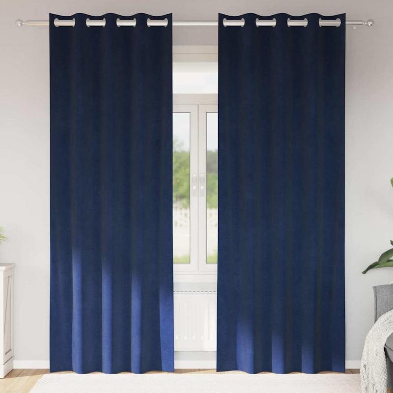 Perdele 2 buc. Albastru închis 140 x 245 cm Catifea