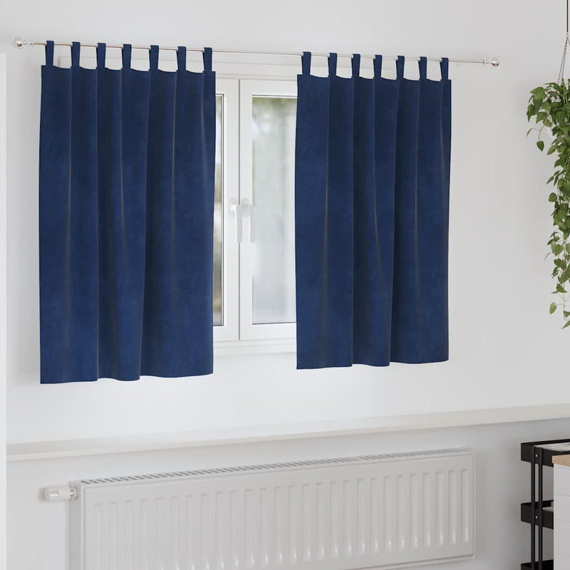 Perdele 2 buc. Albastru închis 140 x 140 cm Catifea