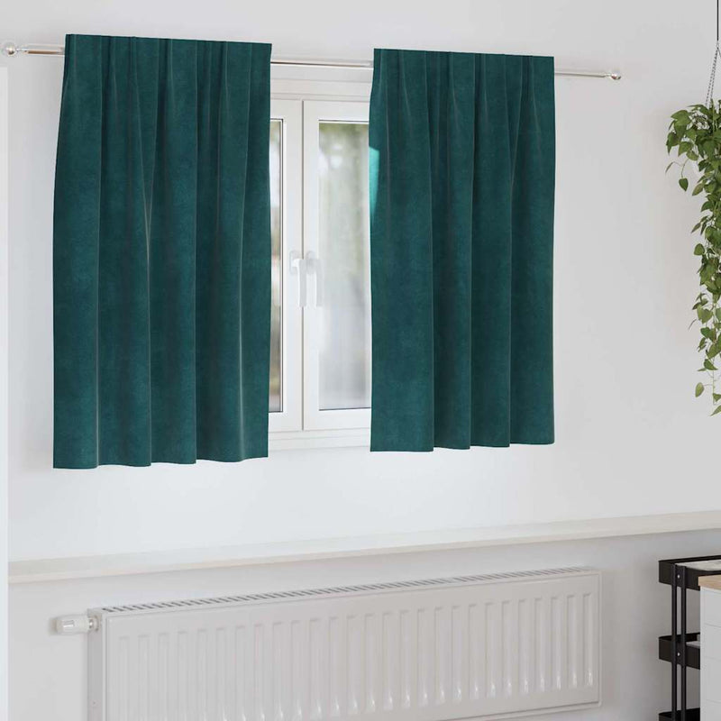 Perdele 2 buc. Verde închis 140 x 140 cm Catifea