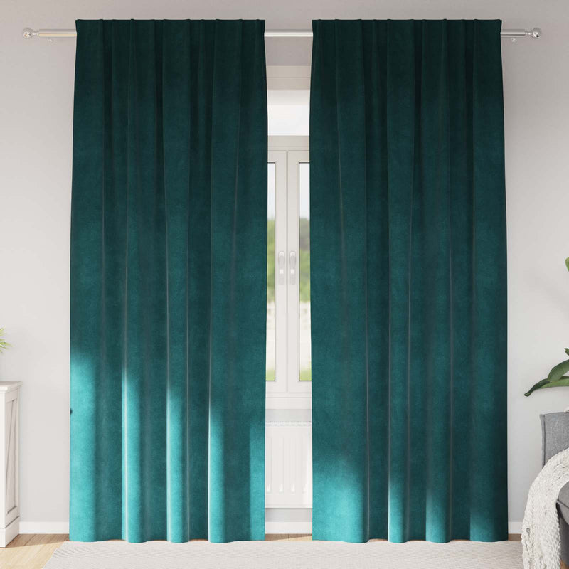 Perdele 2 buc. Verde închis 140 x 260 cm Catifea