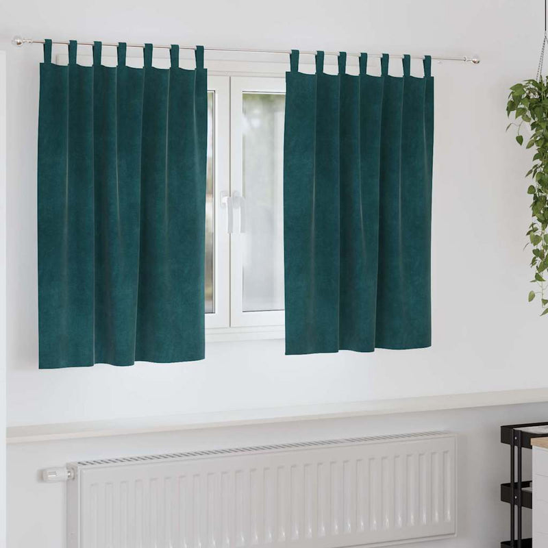 Perdele 2 buc. Verde închis 140 x 140 cm Catifea