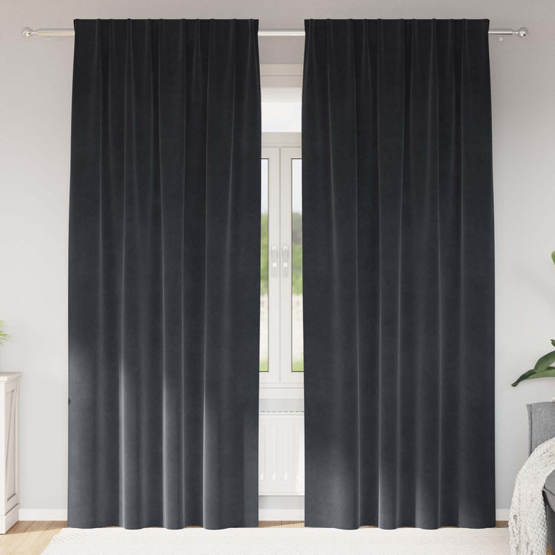 Perdele 2 buc. Gri închis 140 x 225 cm Catifea