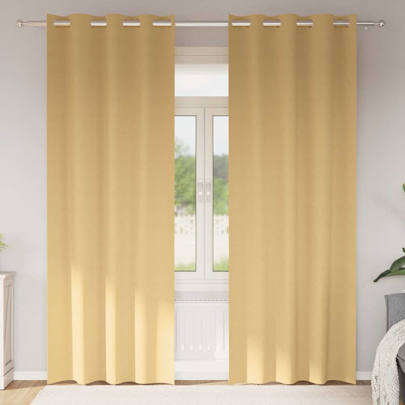 Perdele Opaque cu Inel 2 buc. Bej 245 x 140 cm Poliester
