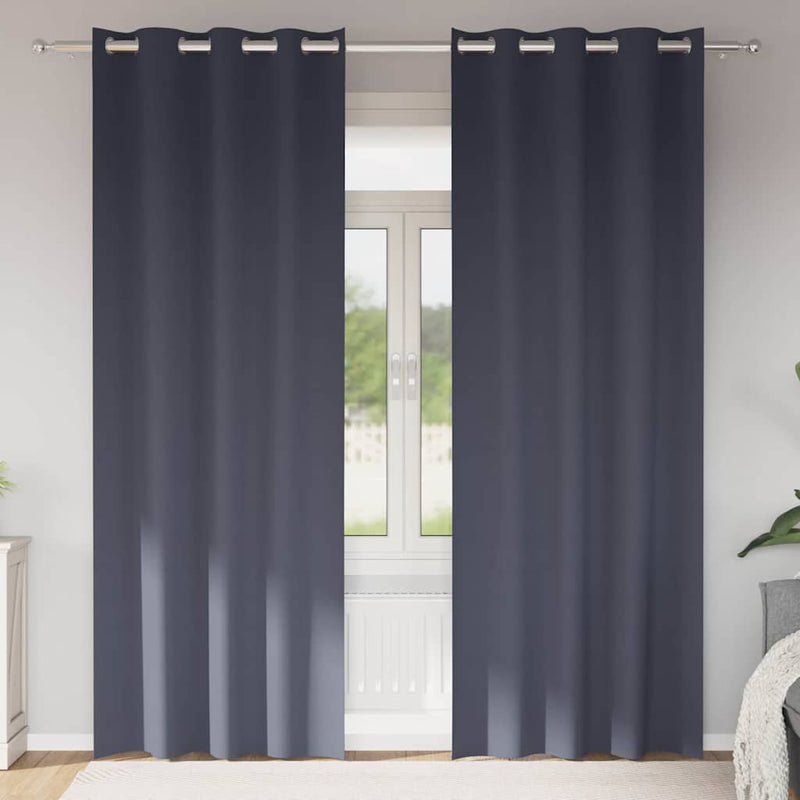 Perdele Opaque cu Inel 2 buc. Antracit 260 x 140 cm Poliester