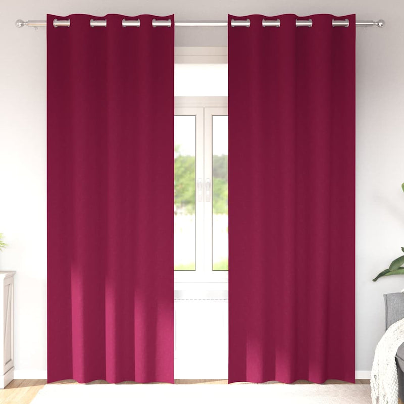 Perdele Opaque cu Inel 2 buc. Roșu Vin 260 x 140 cm Poliester