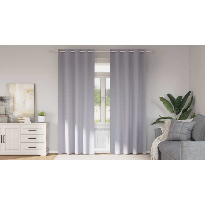 Perdele Opaque cu Inel 2 buc. Gri Metalic 225 x 140 cm