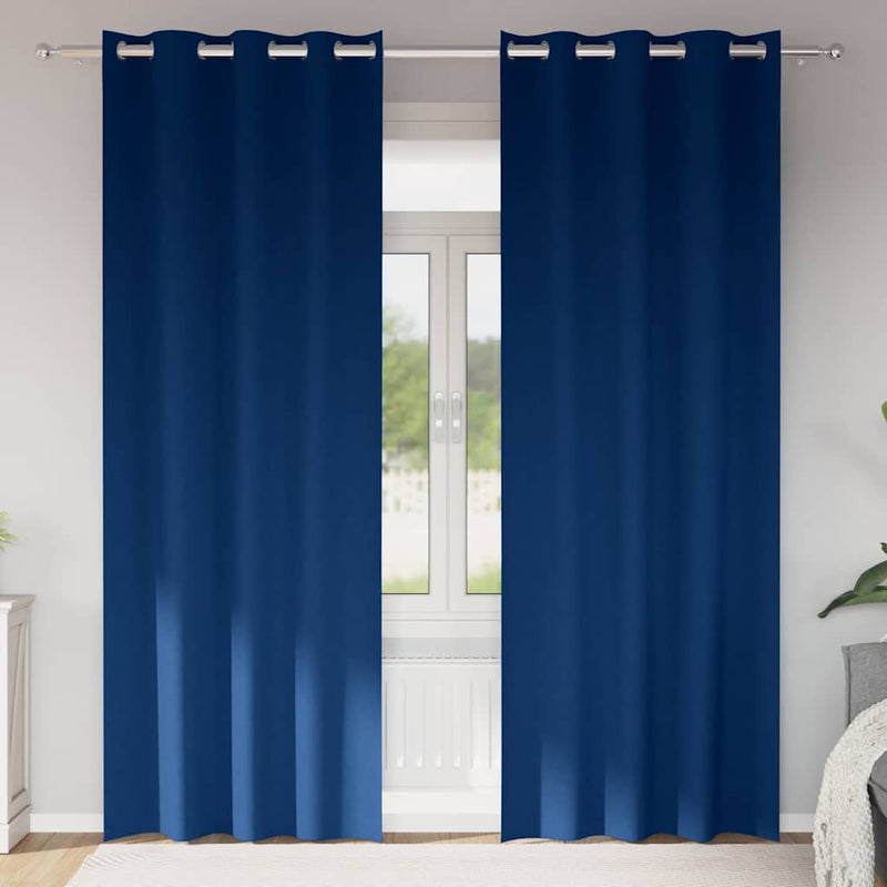 Perdele Opaque cu Inel 2 buc. Albastru închis 260 x 140 cm