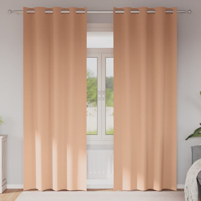 Perdele Opaque cu Inel 2 buc. Maro deschis 225 x 140 cm