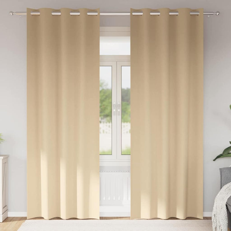Perdele Opaque cu Inel 2 buc. Crem 225 x 140 cm Poliester