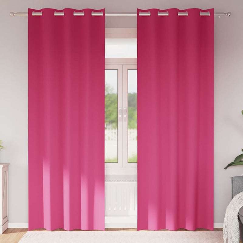 Perdele Opaque cu Inel 2 buc. Roz Aprins 245 x 140 cm Poliester