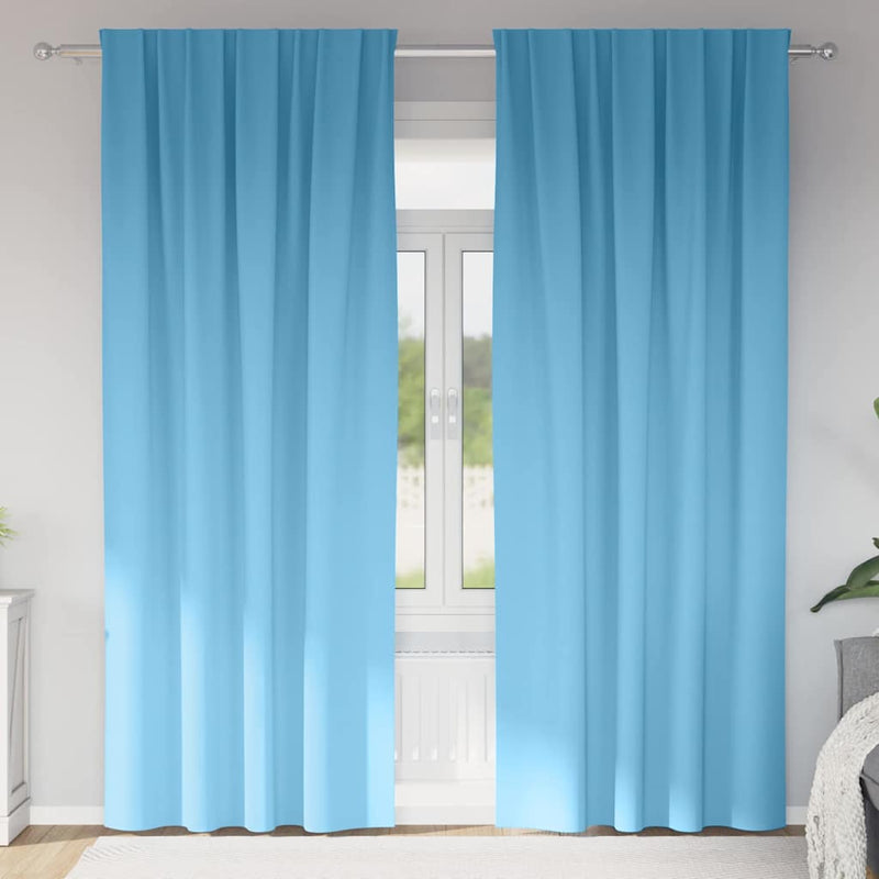 Perdele Opaque cu Inel 2 buc. Albastru deschis 225 x 140 cm