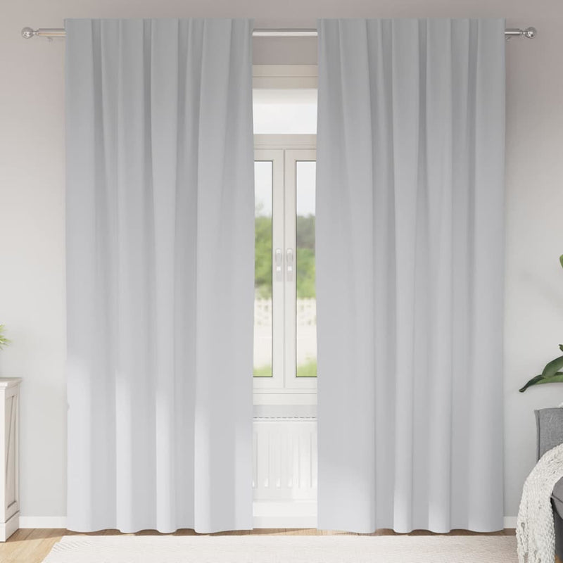 Perdele Opaque cu Inel 2 buc. Gri Deschis 245 x 140 cm