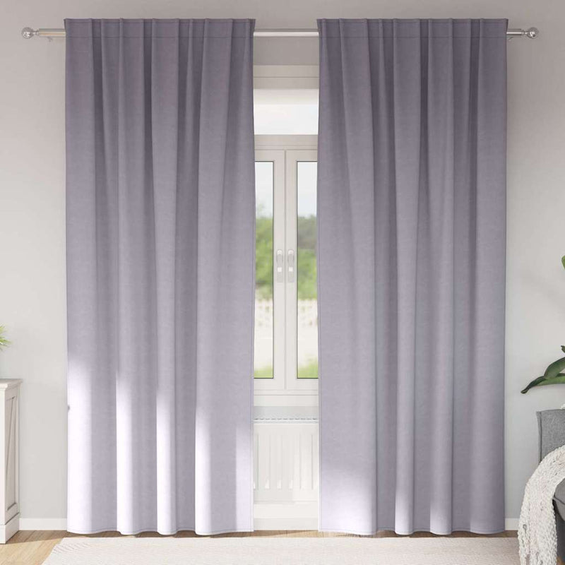 Perdele Opaque cu Inel 2 buc. Gri Metalic 260 x 140 cm