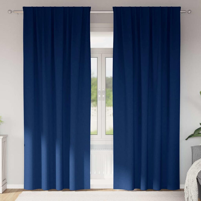 Perdele Opaque cu Inel 2 buc. Albastru închis 245 x 140 cm
