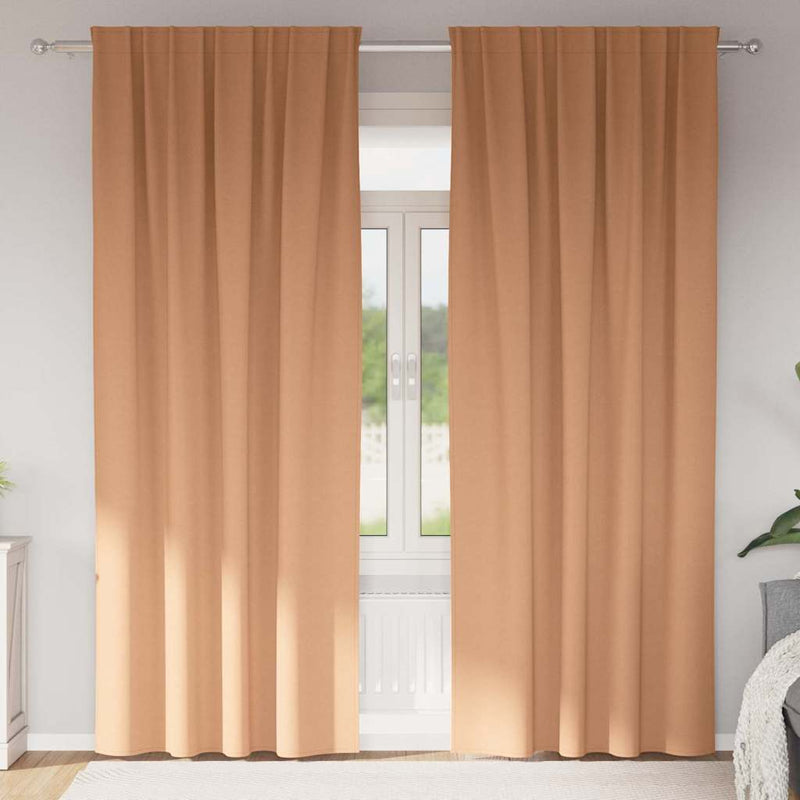 Perdele Opaque cu Inel 2 buc. Maro deschis 245 x 140 cm
