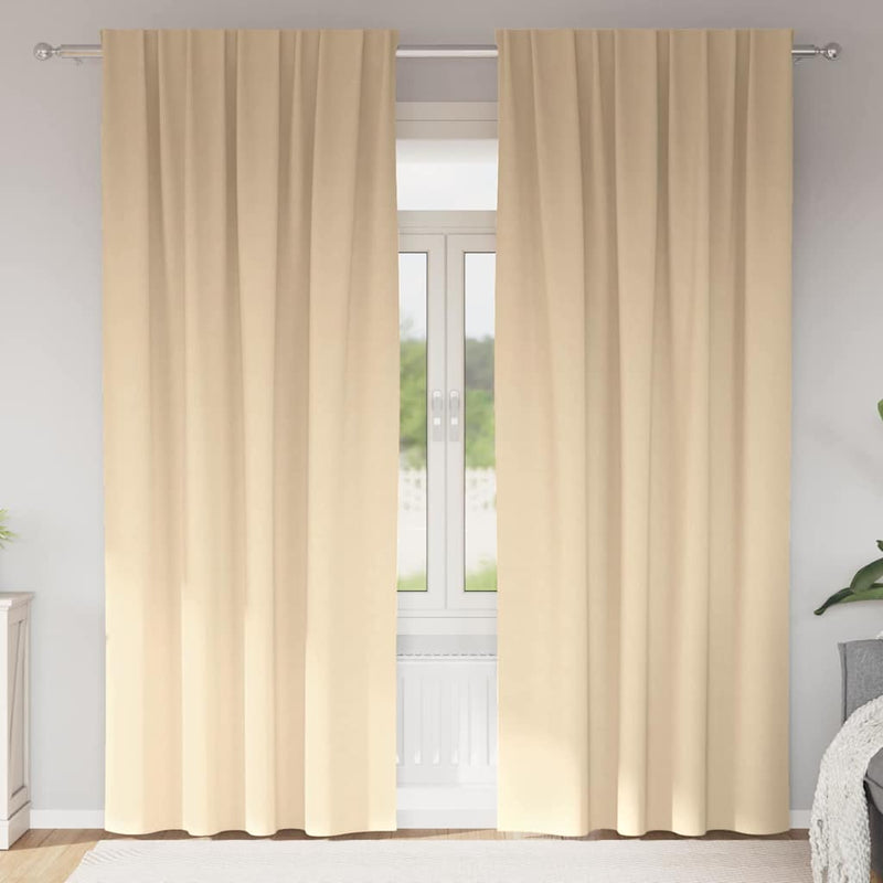 Perdele Opaque cu Inel 2 buc. Crem 260 x 140 cm Poliester