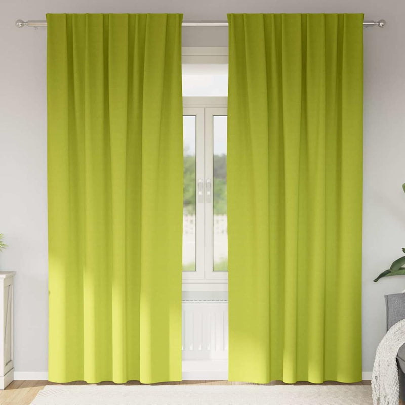 Perdele Opaque cu Inel 2 buc. Verde 225 x 140 cm Poliester