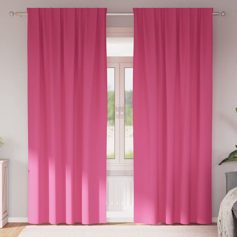 Perdele Opaque cu Inel 2 buc. Roz Aprins 245 x 140 cm Poliester