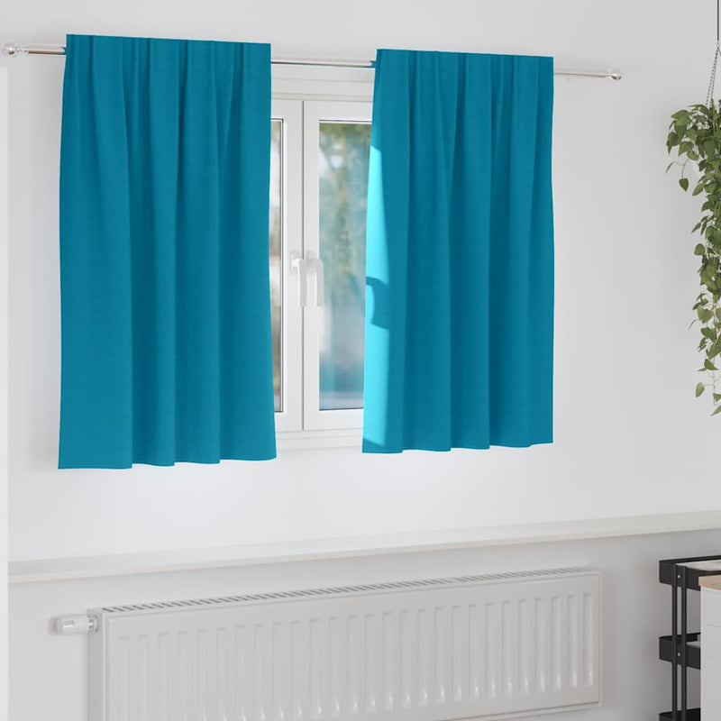 Perdele Opaque cu Inel 2 buc. Turcoaz 140 x 140 cm Poliester