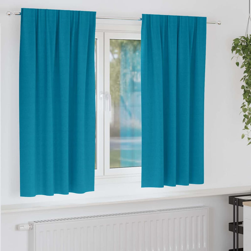 Perdele Opaque cu Inel 2 buc. Turcoaz 175 x 140 cm Poliester