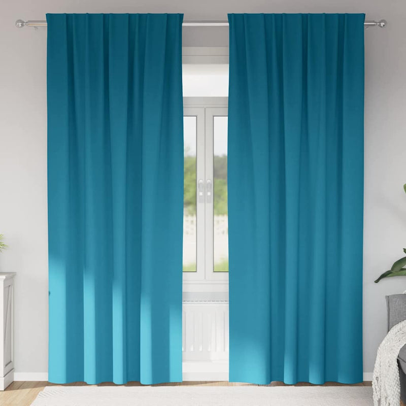 Perdele Opaque cu Inel 2 buc. Turcoaz 260 x 140 cm Poliester