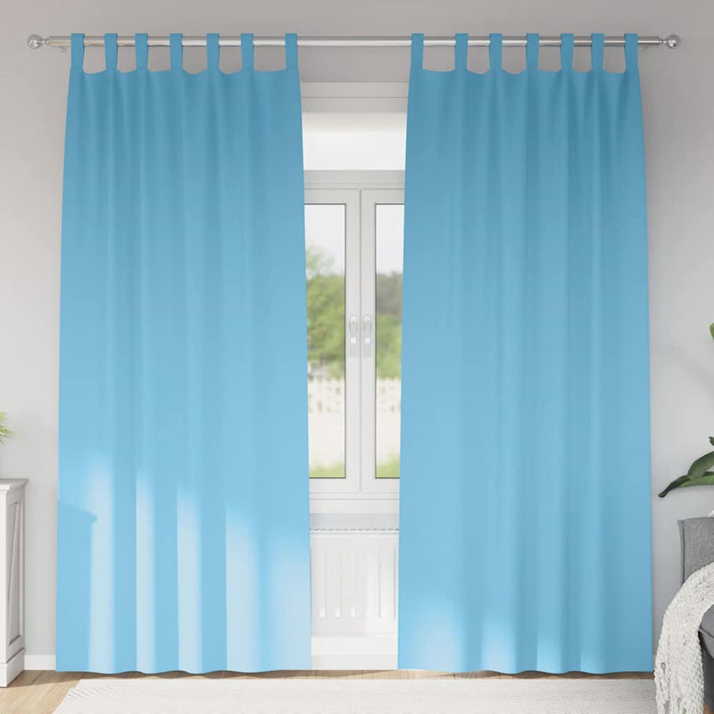 Perdele Opaque cu Inel 2 buc. Albastru deschis 225 x 140 cm