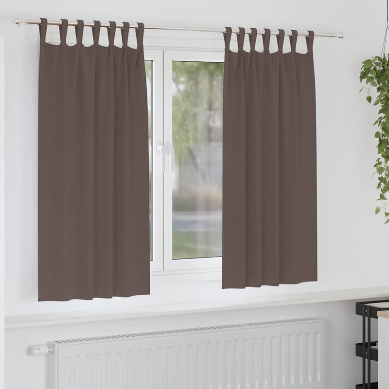 Perdele Opaque cu Inel 2 buc. Maro închis 175 x 140 cm