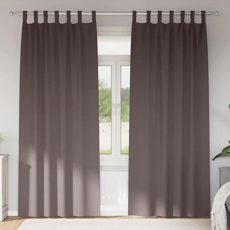 Perdele Opaque cu Inel 2 buc. Maro închis 225 x 140 cm