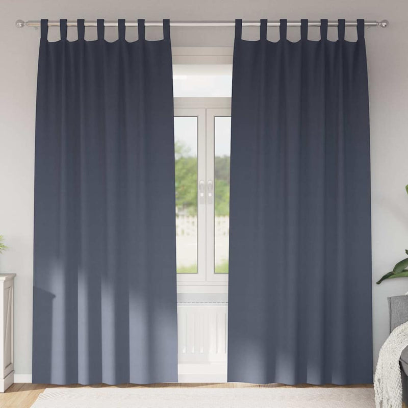 Perdele Opaque cu Inel 2 buc. Antracit 245 x 140 cm Poliester