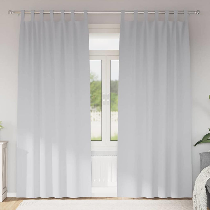 Perdele Opaque cu Inel 2 buc. Gri Deschis 245 x 140 cm