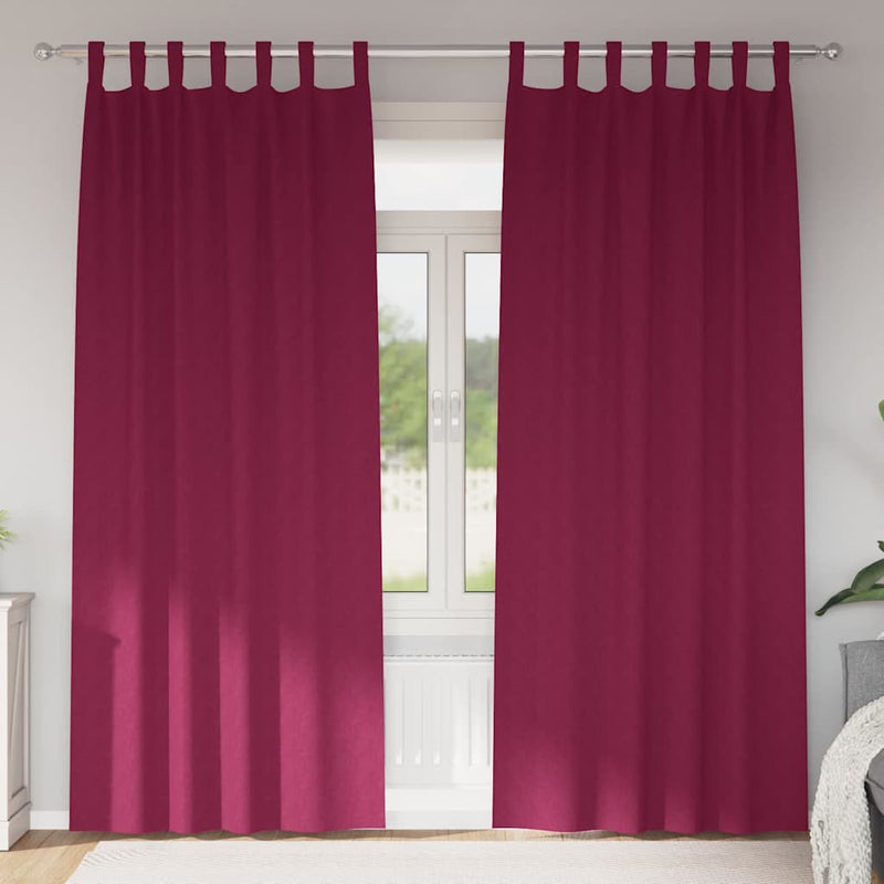 Perdele Opaque cu Inel 2 buc. Roșu Vin 225 x 140 cm Poliester