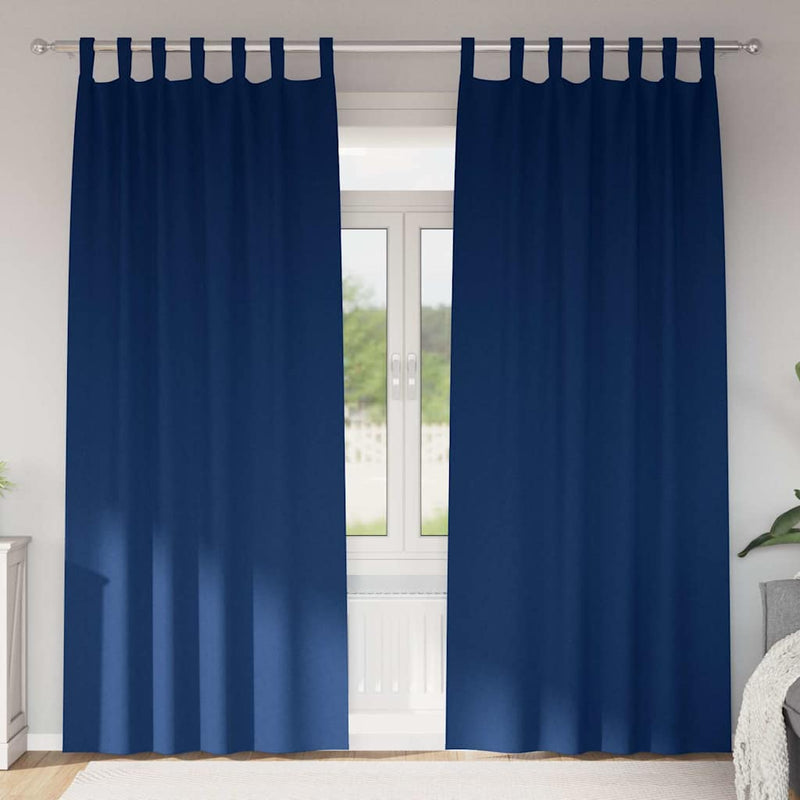 Perdele Opaque cu Inel 2 buc. Albastru închis 260 x 140 cm