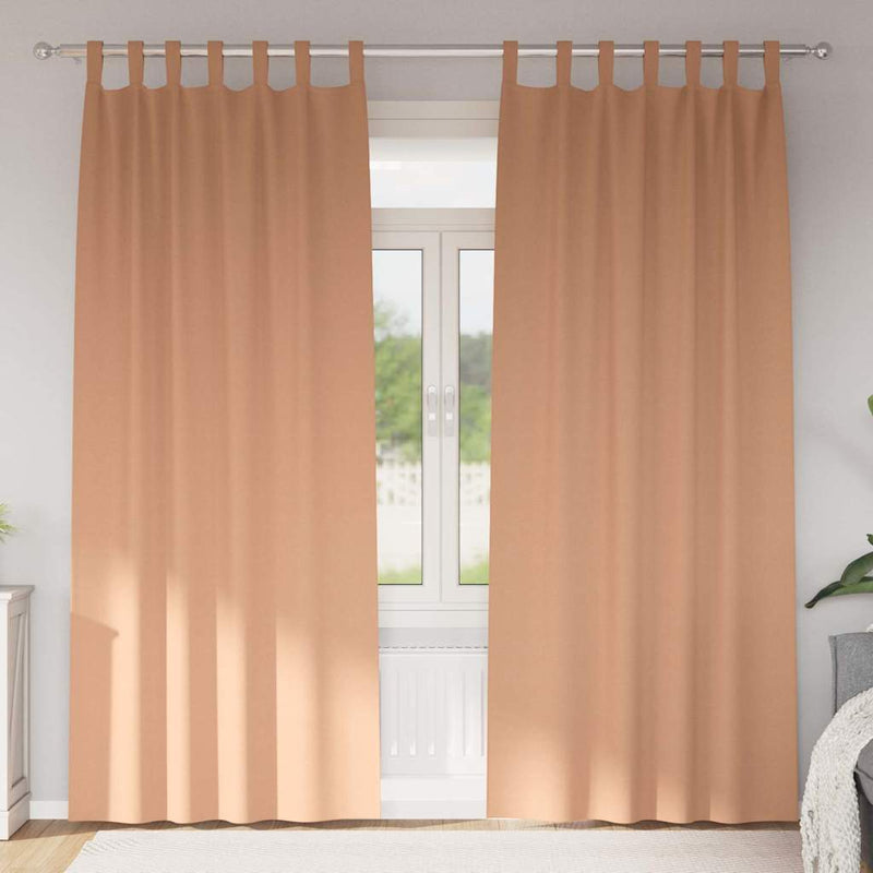 Perdele Opaque cu Inel 2 buc. Maro deschis 225 x 140 cm