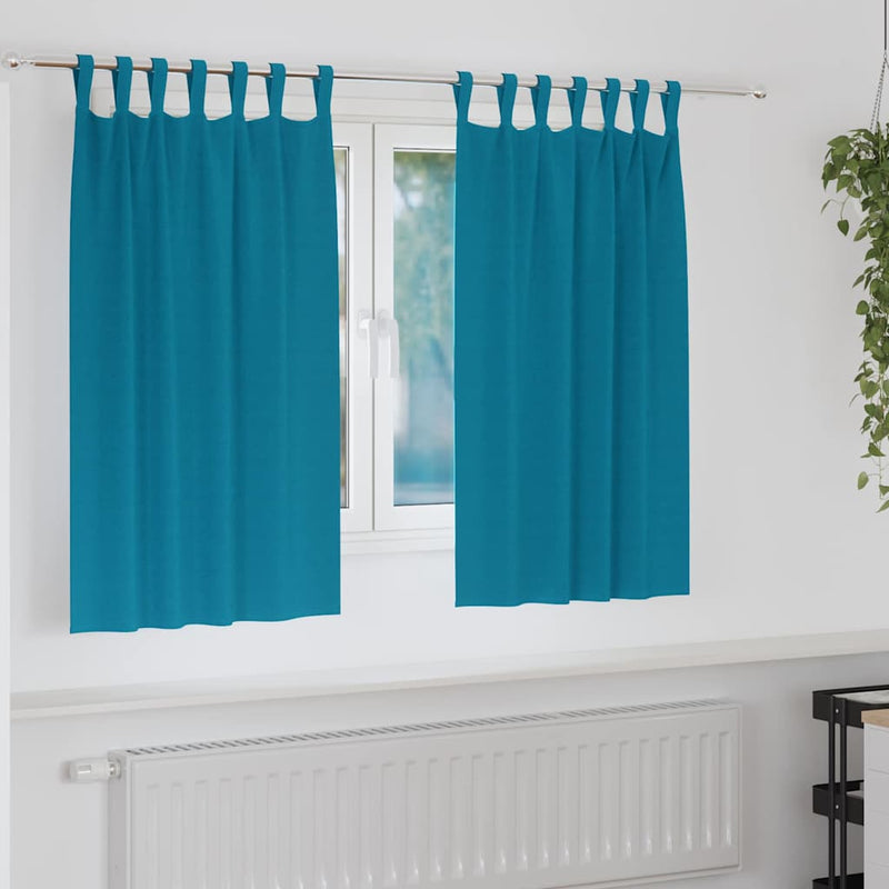 Perdele Opaque cu Inel 2 buc. Turcoaz 140 x 140 cm Poliester