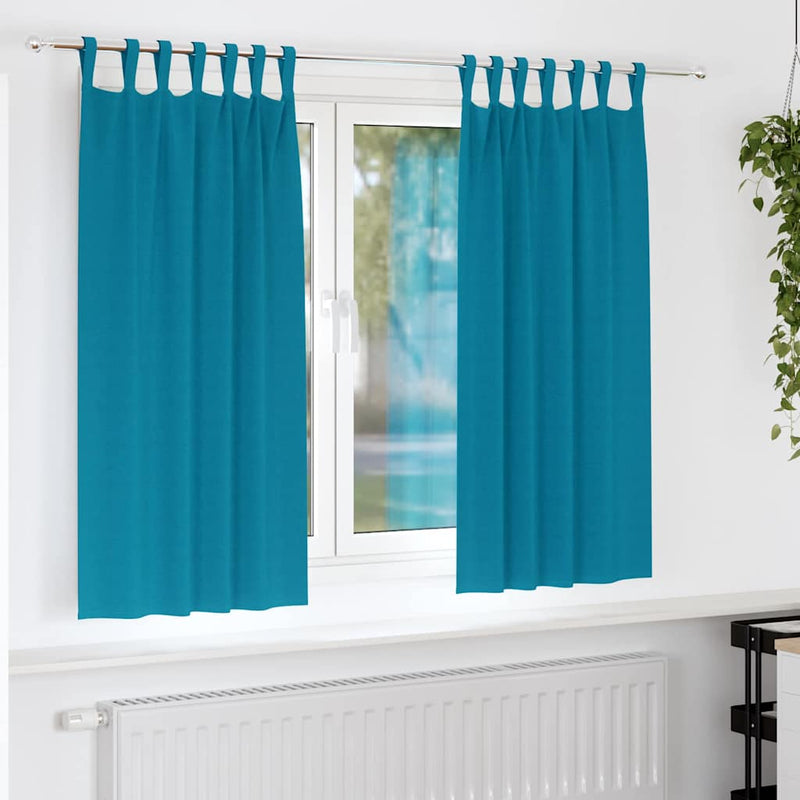 Perdele Opaque cu Inel 2 buc. Turcoaz 175 x 140 cm Poliester