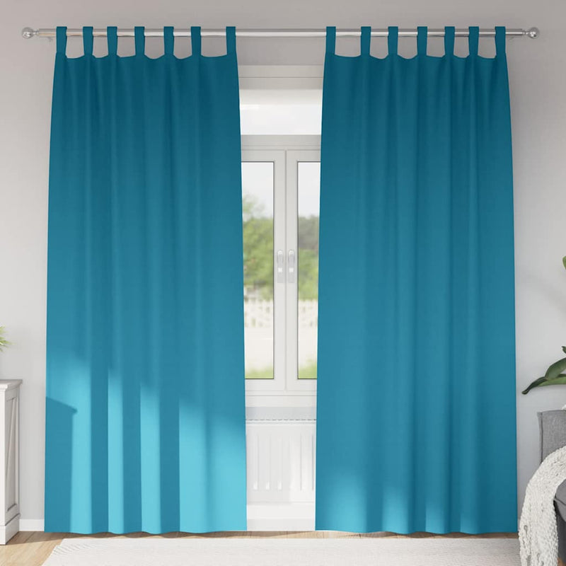 Perdele Opaque cu Inel 2 buc. Turcoaz 225 x 140 cm Poliester