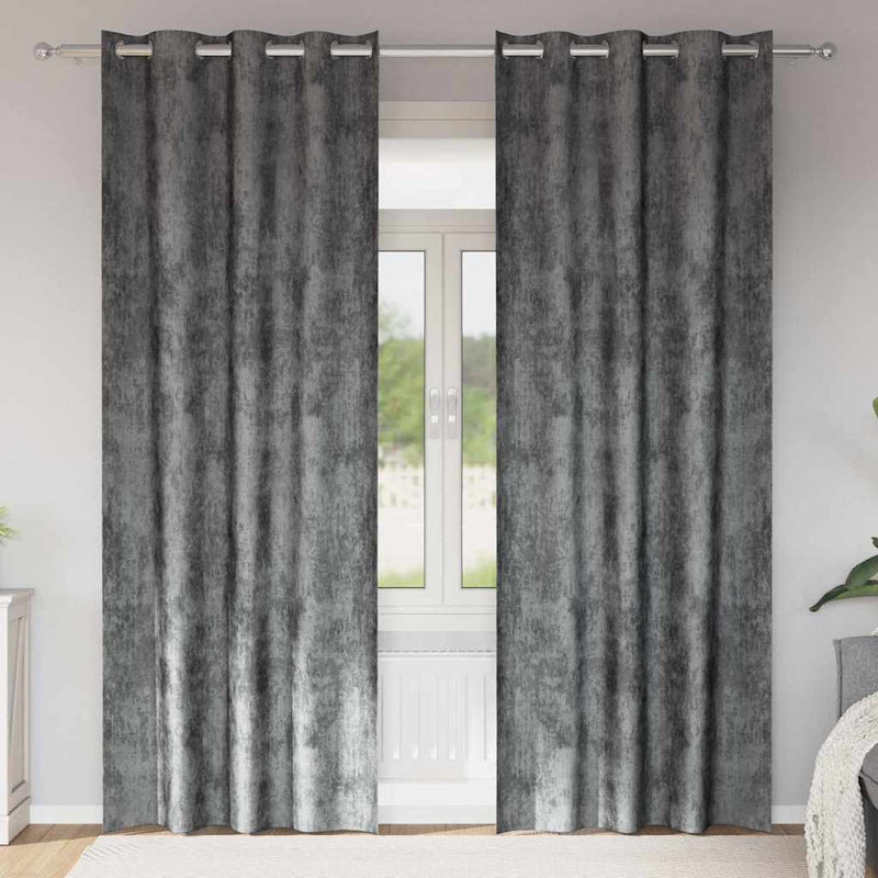 Cortine din catifea 2 buc. Gri 245 x 140 cm Catifea