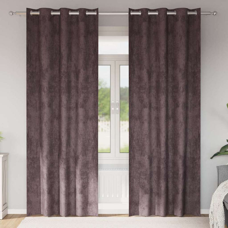 Cortine din catifea 2 buc. Maro 245 x 140 cm Catifea