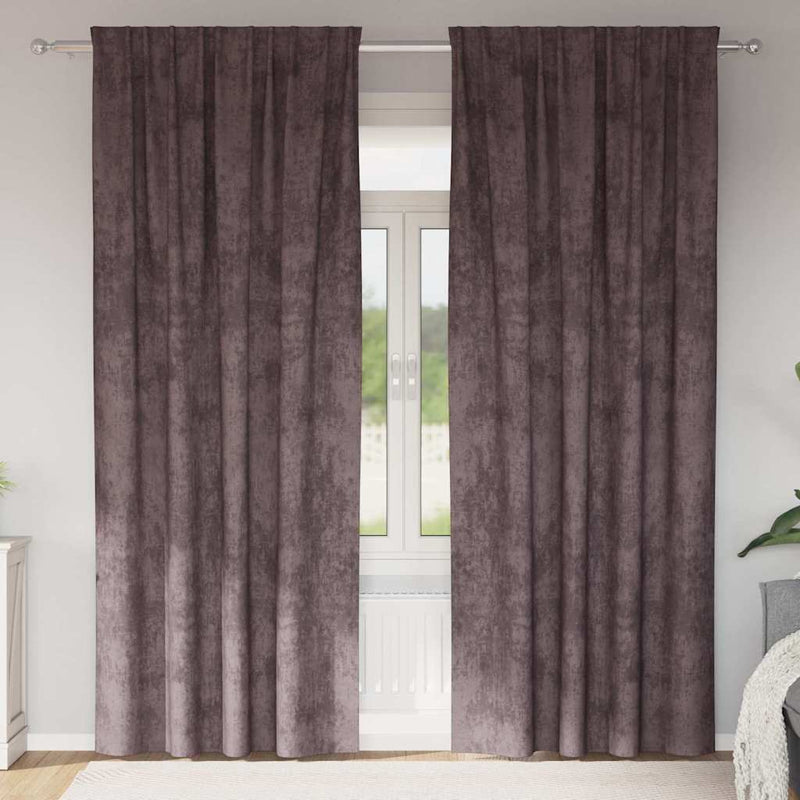 Cortine din catifea 2 buc. Maro 245 x 140 cm Catifea