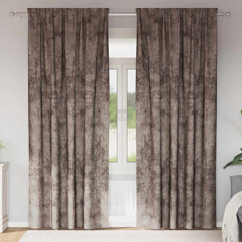Cortine din catifea 2 buc. Cappuccino 225 x 140 cm Catifea