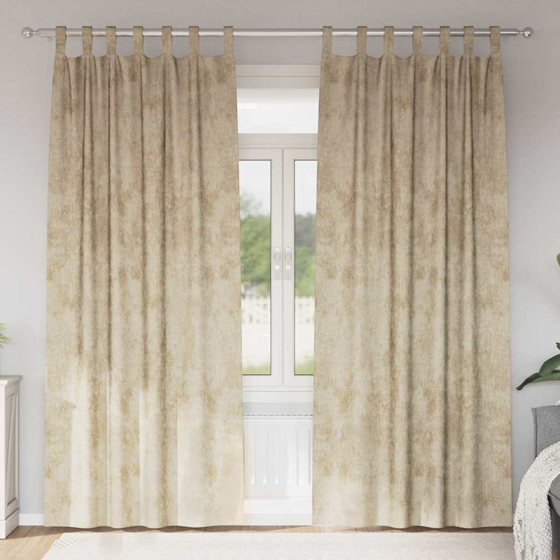 Cortine din catifea 2 buc. Crem 245 x 140 cm Catifea