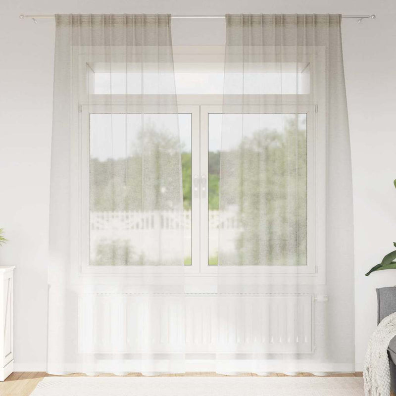 Cortină din Voile 2 buc. Crem 245 x 140 cm Poliester