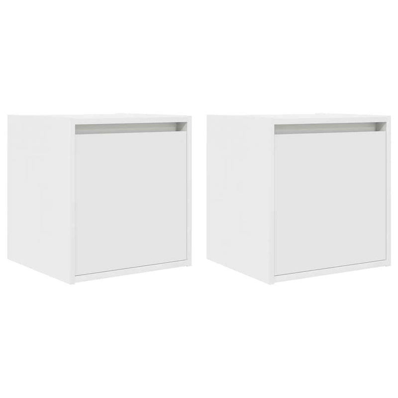 Noptiere montate pe perete 2 buc Alb 38x34x40 cm